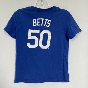 Mookie Betts #50 Los Angeles Dodgers MLB Nike Blue Jersey T-Shirt Kids LARGE 7